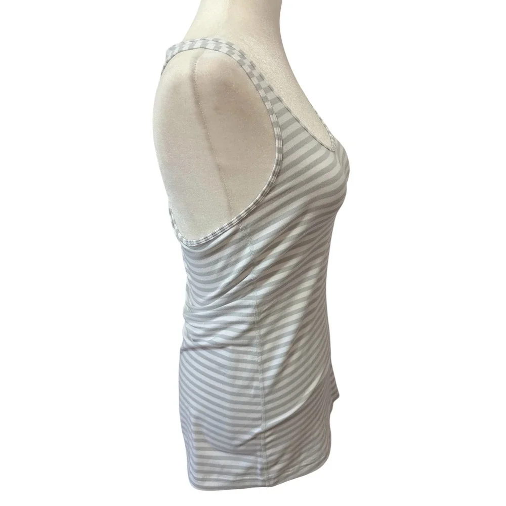 Lululemon Cool Racerback Tank Size 8  Top Grey White Striped Activewear Tank - Picture 3 of 6